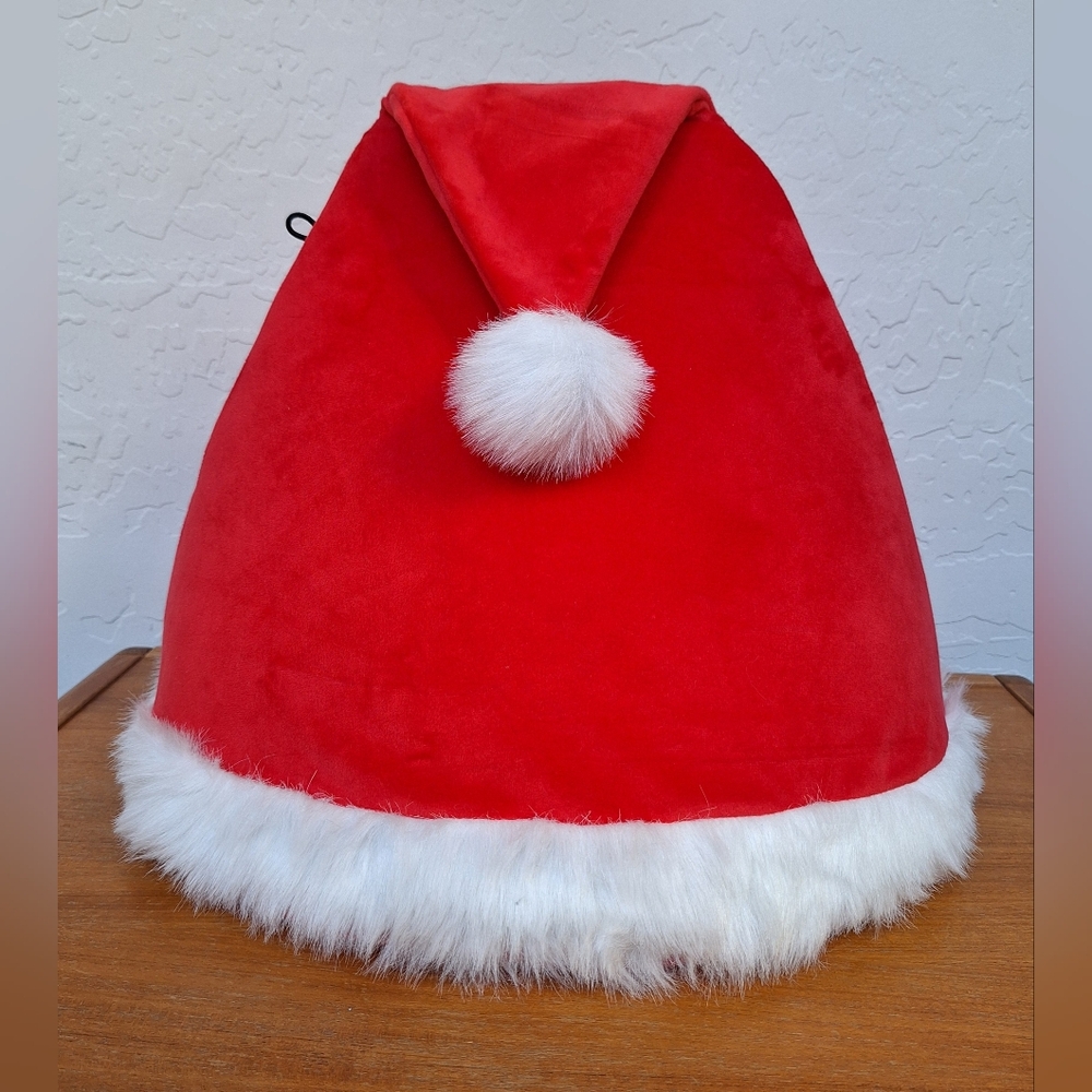 Nandog Santa Hat Dog Bed Christmas Holiday Cat Bed Pom Pom Fur Red - Picture 2 of 11
